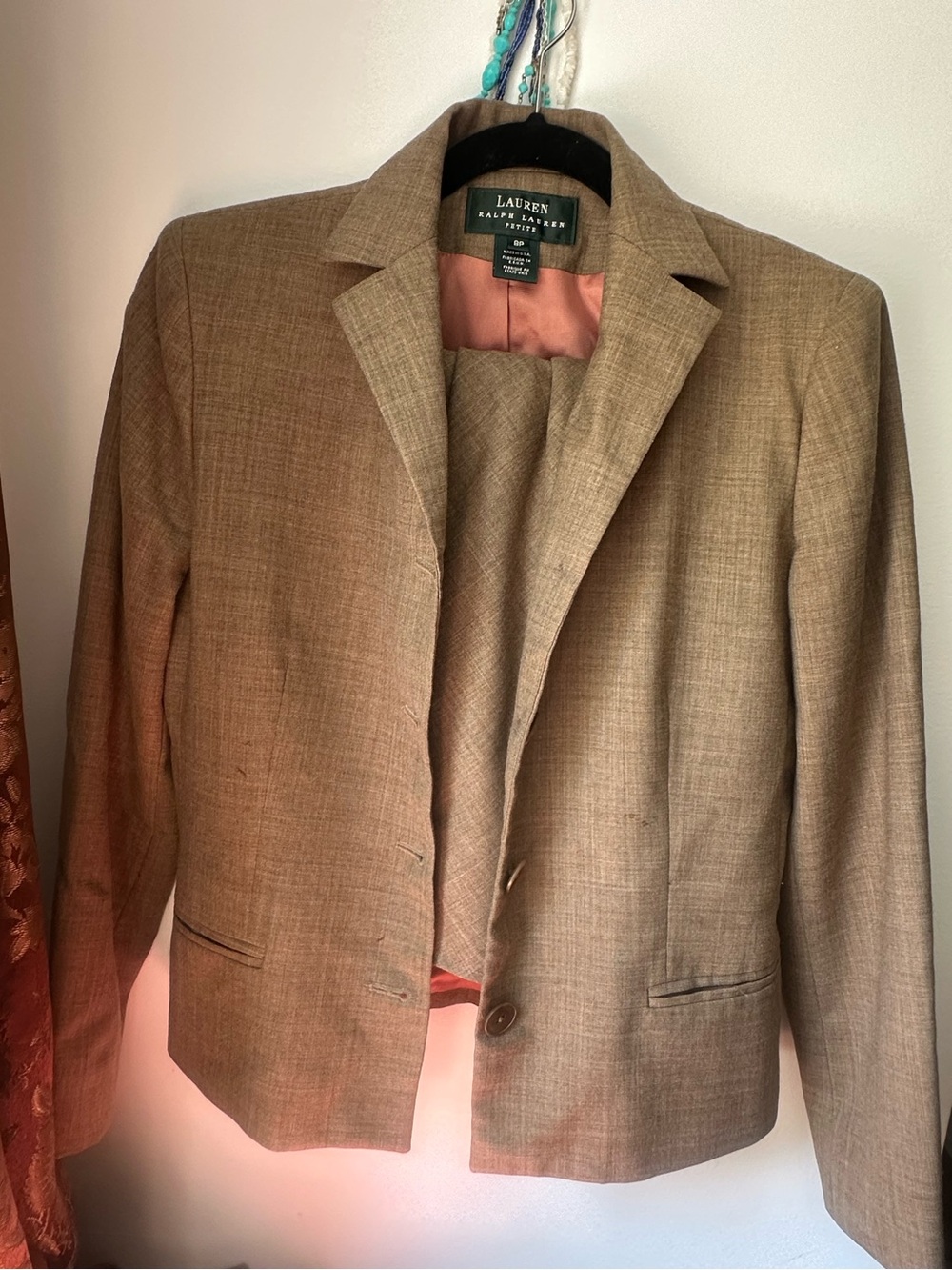 Lauren Ralph Lauren Women's Light Brown Vintage Suit Skirt